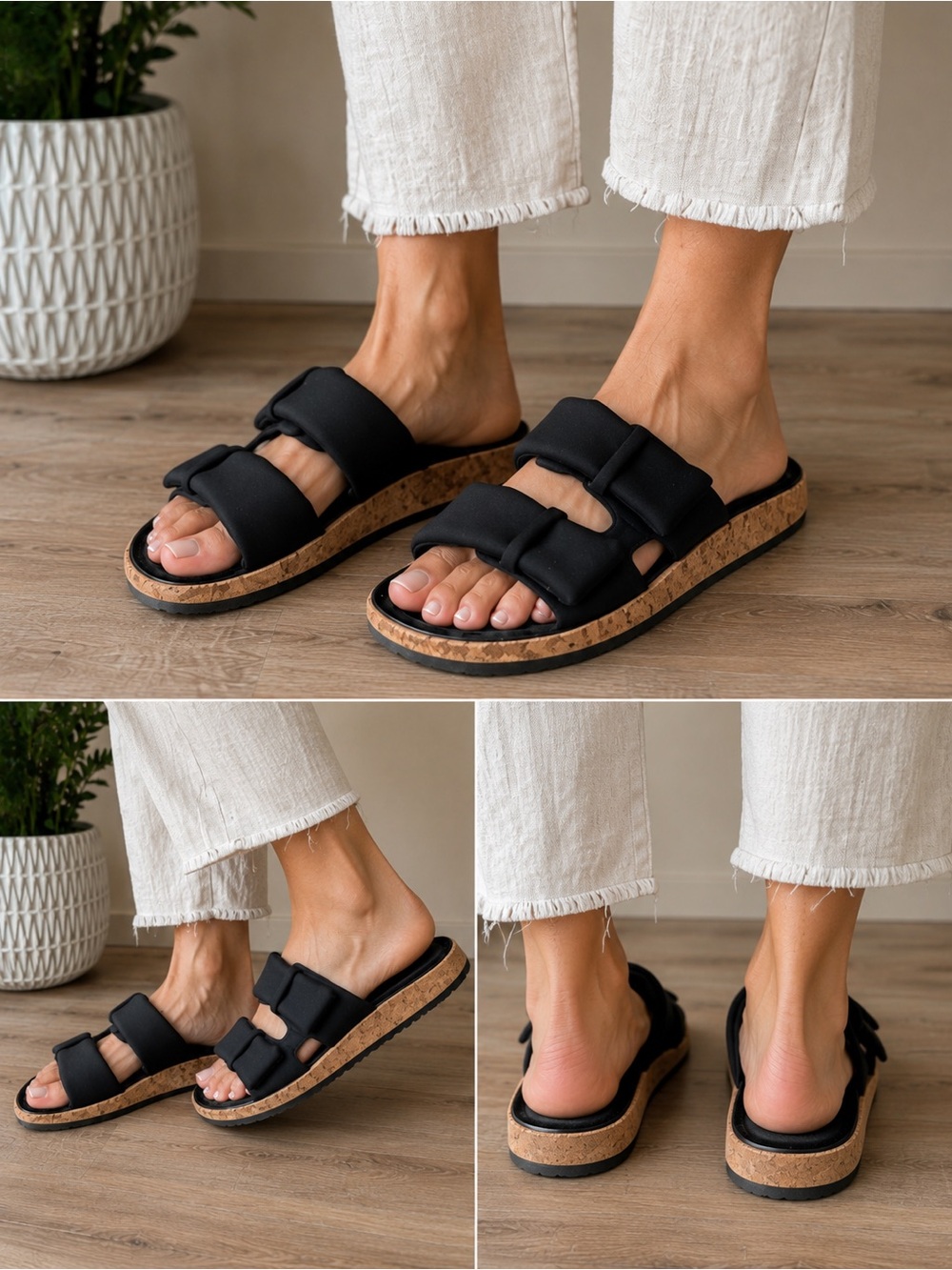 Rag & Bones Black Parque Slide Sandals with Cushioned Straps Earthy Crunchy 7.5 - Picture 3 of 13